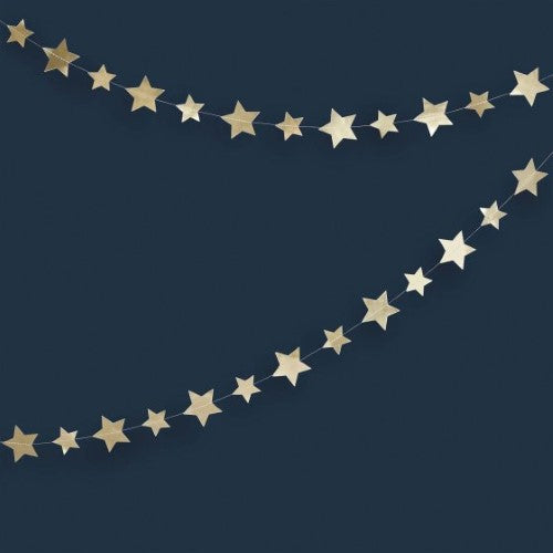 New Years Eve Gold Star Card Garland 4m