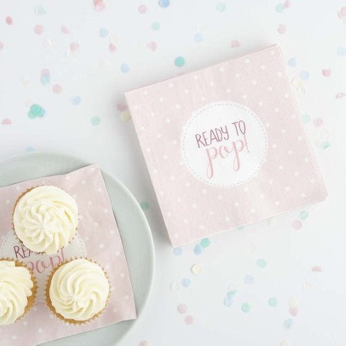 Baby Shower Pink 'Ready To Pop' Lunch Napkins - Pack of 20