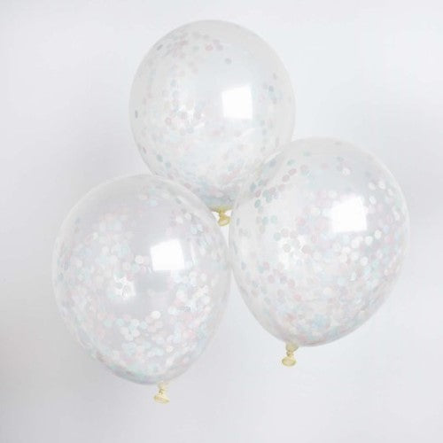 Baby Shower Unisex Confetti Filled Latex 30cm Balloons - Pack of 5