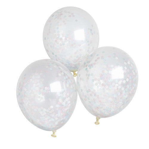 Baby Shower Unisex Confetti Filled Latex 30cm Balloons - Pack of 5