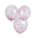 Baby Shower Pink 'Ready To Pop' Confetti Filled 30cm Latex Balloons - Pack of 5