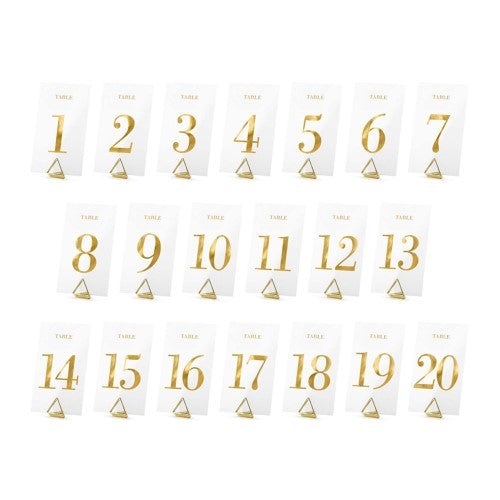 Classic Wedding Clear Table Numbers - Pack of 20