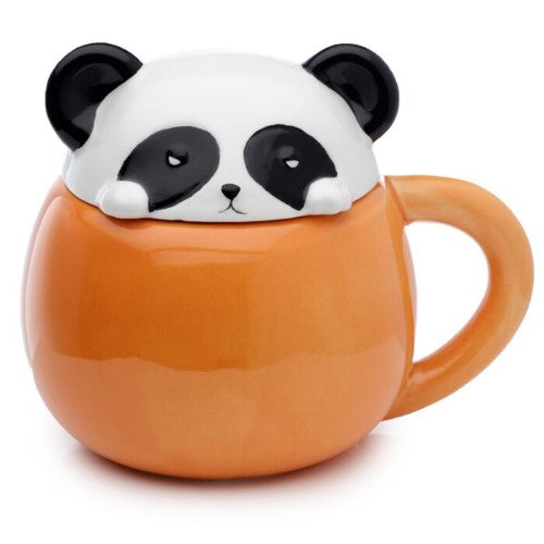 Ceramic Lidded Animal Mug - Adoramals Panda Peeping Lid