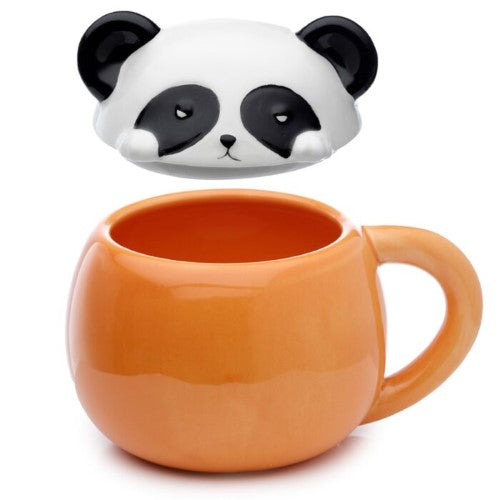 Ceramic Lidded Animal Mug - Adoramals Panda Peeping Lid