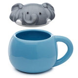 Ceramic Lidded Animal Mug - Adoramals Elephant Peeping Lid