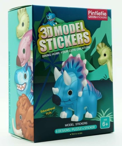 Bling Box 3D Model PVC Stickers Puzzle - Dinosaurs (Set of 6)