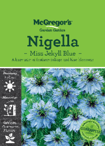 McGregor's Nigella Miss Jekyl Blue Flower Seed Packet