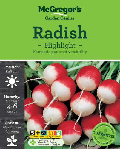 McGregor's Radish Highlight Red & White Bicolour Vegetable Seed Packet