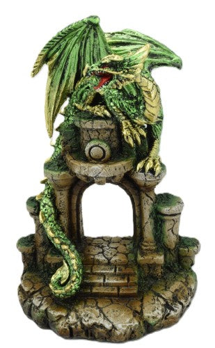 Ornament - Green Dragon On Castle Door (11.5 x 9.2 x 17cm)