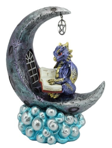 Ornament - Blue Dragon On Moon with LED Light (21.2cm)