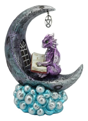 Ornament - Purple Dragon On Moon with LED Light (21.2cm)
