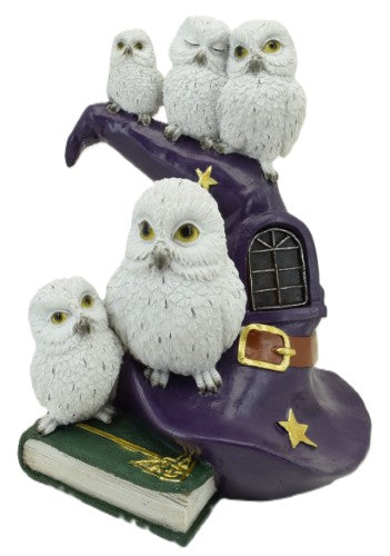Ornament - Owls on Wizard Hat with LED Light (27 x 4 x 31.8cm)