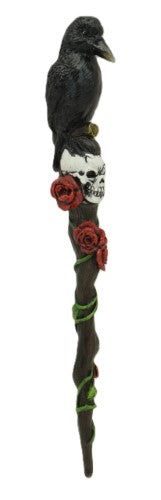 Ornament - Raven on Skull Magick Wand (3.5 x 2.8 x 23.7cm)