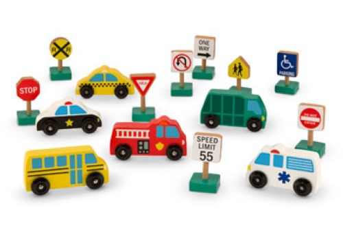 Melissa & Doug - Wooden Traffic Signs and Vehicles