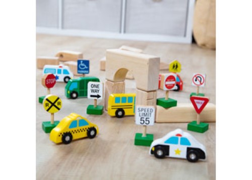 Melissa & Doug - Wooden Traffic Signs and Vehicles