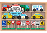 Melissa & Doug - Wooden Traffic Signs and Vehicles