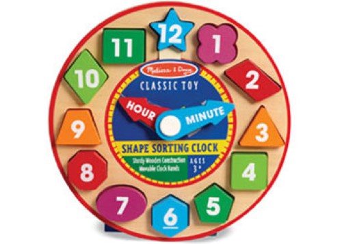 Melissa & Doug - Wooden Shape Sorting Clock (NEW)