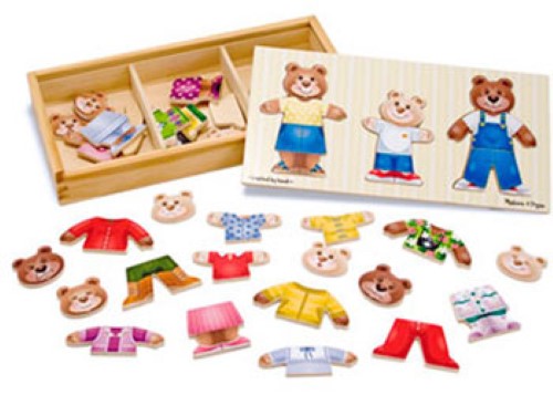Melissa & Doug - Wooden Bear Family Dress Up - 45pc