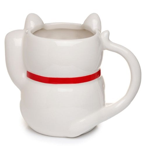 Ceramic Shaped Mug - White Maneki Neko Lucky Cat