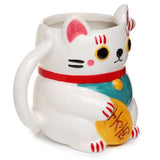 Ceramic Shaped Mug - White Maneki Neko Lucky Cat