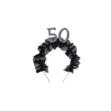 Headband with Ruffles & Pearls - 50th