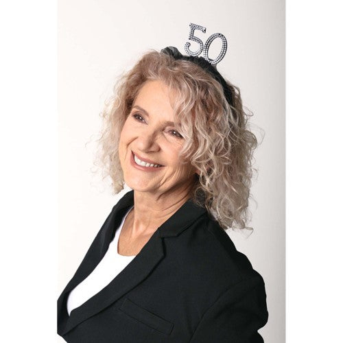 Headband with Ruffles & Pearls - 50th