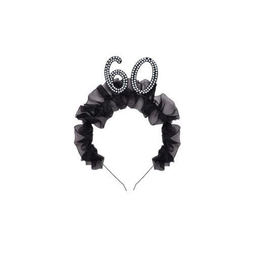 Headband with Ruffles & Pearls - 60th