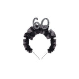 Headband with Ruffles & Pearls - 60th