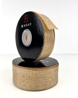 Ribbon - Woven Cut Edge Natural Gold 38mm X 20mtrs