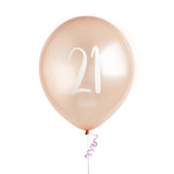 Metallic Mix Up Rose Gold '21' Latex 30cm Balloons - Pack of 5