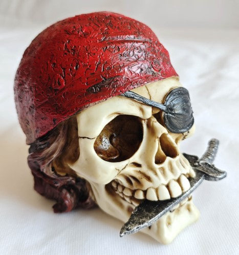 Ornament - Pirate Skull Holding Dagger in Mouth (12.5 x 11cm)