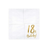 Gold Milestone 18th Lunch Napkins - Pack of 20