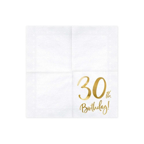 Gold Milestone 30th Lunch Napkins - Pack of 20