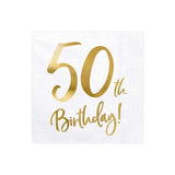 Gold Milestone 50th Lunch Napkins - Pack of 20
