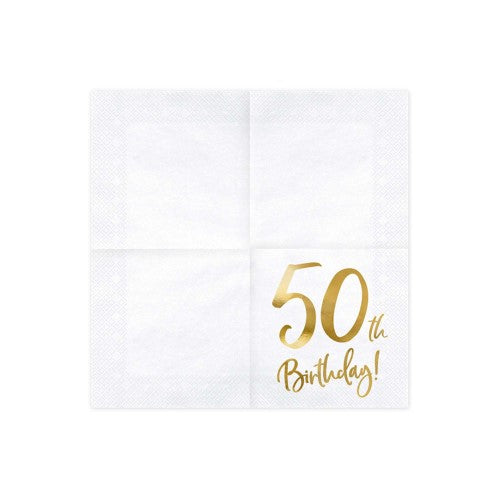 Gold Milestone 50th Lunch Napkins - Pack of 20