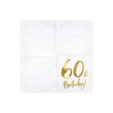Gold Milestone 60th Lunch Napkins - Pack of 20