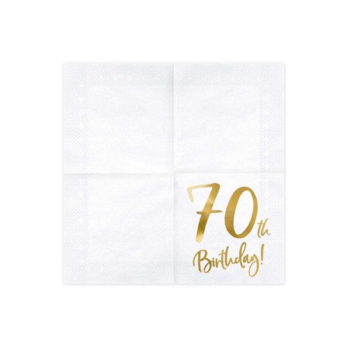 Gold Milestone 70th Lunch Napkins - Pack of 20