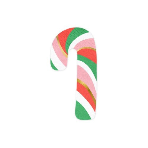 Pink Christmas Candy Cane Shaped Napkins - Pack of 20