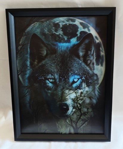 3D Art - Wolf and Moon (30 x 40cm)