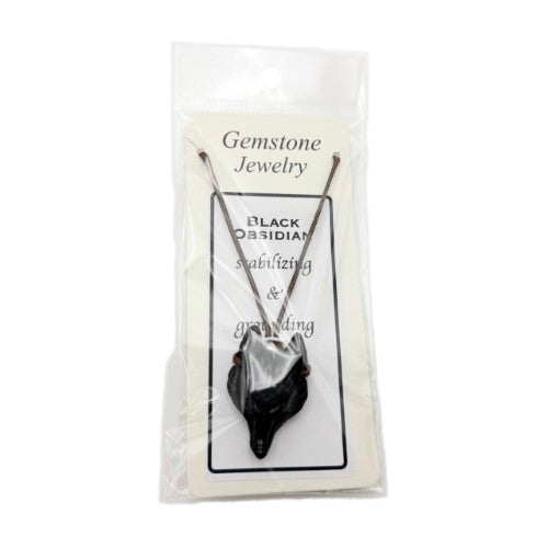 Pendant - Black Obsidian Wolf Head