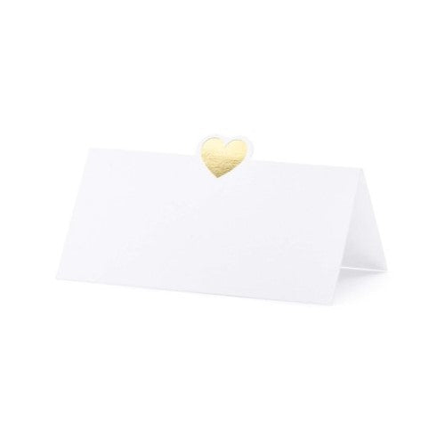 Classic Wedding Place Cards Gold Heart - Pack of 10