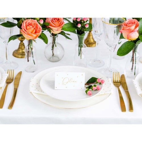 Classic Wedding Place Cards Gold Dots - Pack of 10