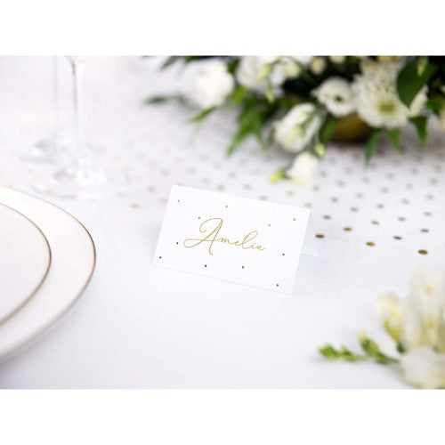 Classic Wedding Place Cards Gold Dots - Pack of 10