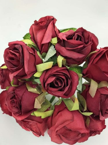 Artificial Rose Posy (Burgundy)