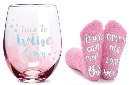 SOCKS & Stemless SET - TIME TO WINE OSFM