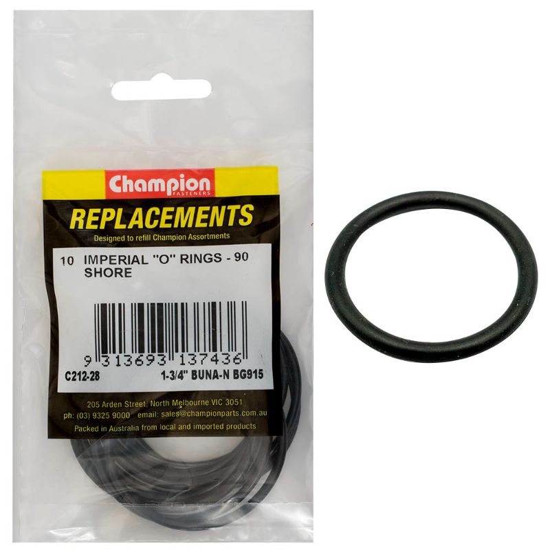 Premium 1-3/4" O-Ring, 10-pack, ideal for plumbing and automotive, ensuring durable, reliable sealing in various applications.