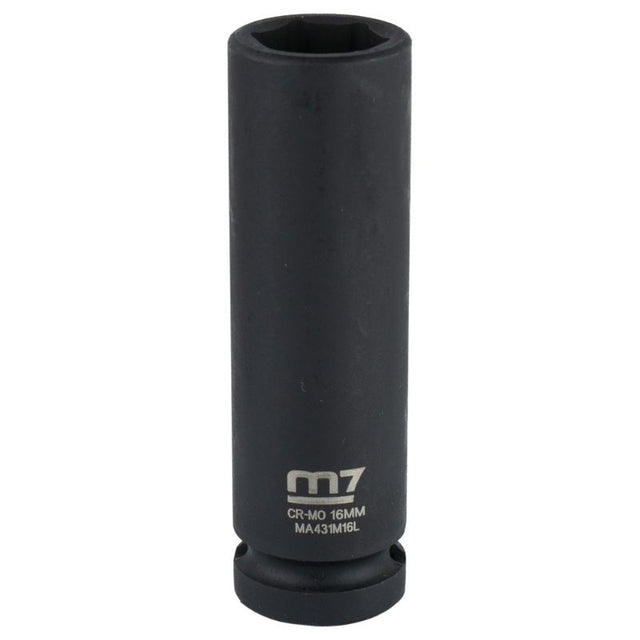M7 Deep Impact Socket 1/2in Dr. 16mm, crafted from chrome molybdenum for durability and designed for recessed fasteners access.