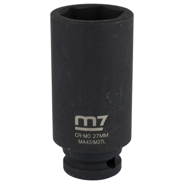 M7 Deep Impact Socket 1/2" Drive 27mm, made from chrome molybdenum steel for durability, perfect for high-torque tasks.