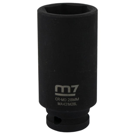 M7 Deep Impact Socket 1/2in Drive 28mm, robust chrome molybdenum steel, designed for high torque automotive repairs.