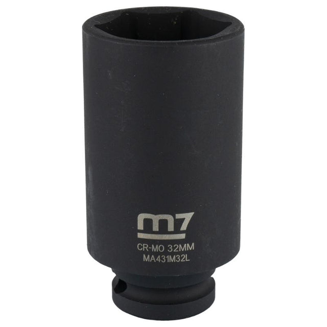 M7 Deep Impact Socket 1/2in Dr. 32mm, durable with black oxide finish, designed for heavy-duty automotive repairs.